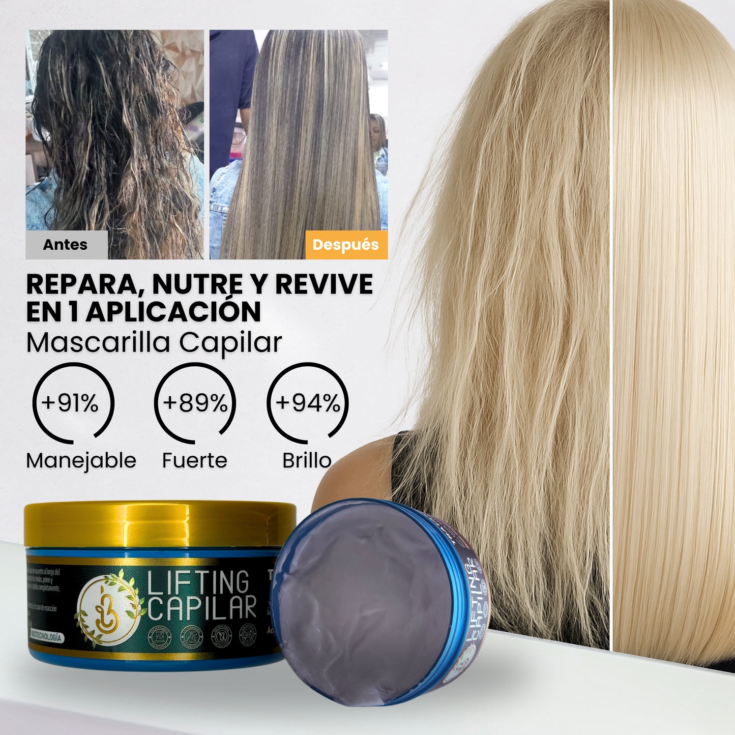 Mascarilla Capilar: Reparación e Hidratación profunda para cabello seco y dañado