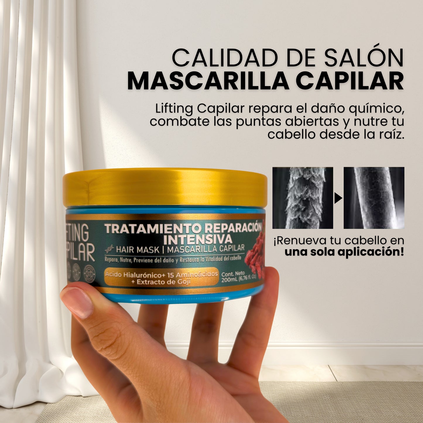 Mascarilla Capilar: Reparación e Hidratación profunda para cabello seco y dañado