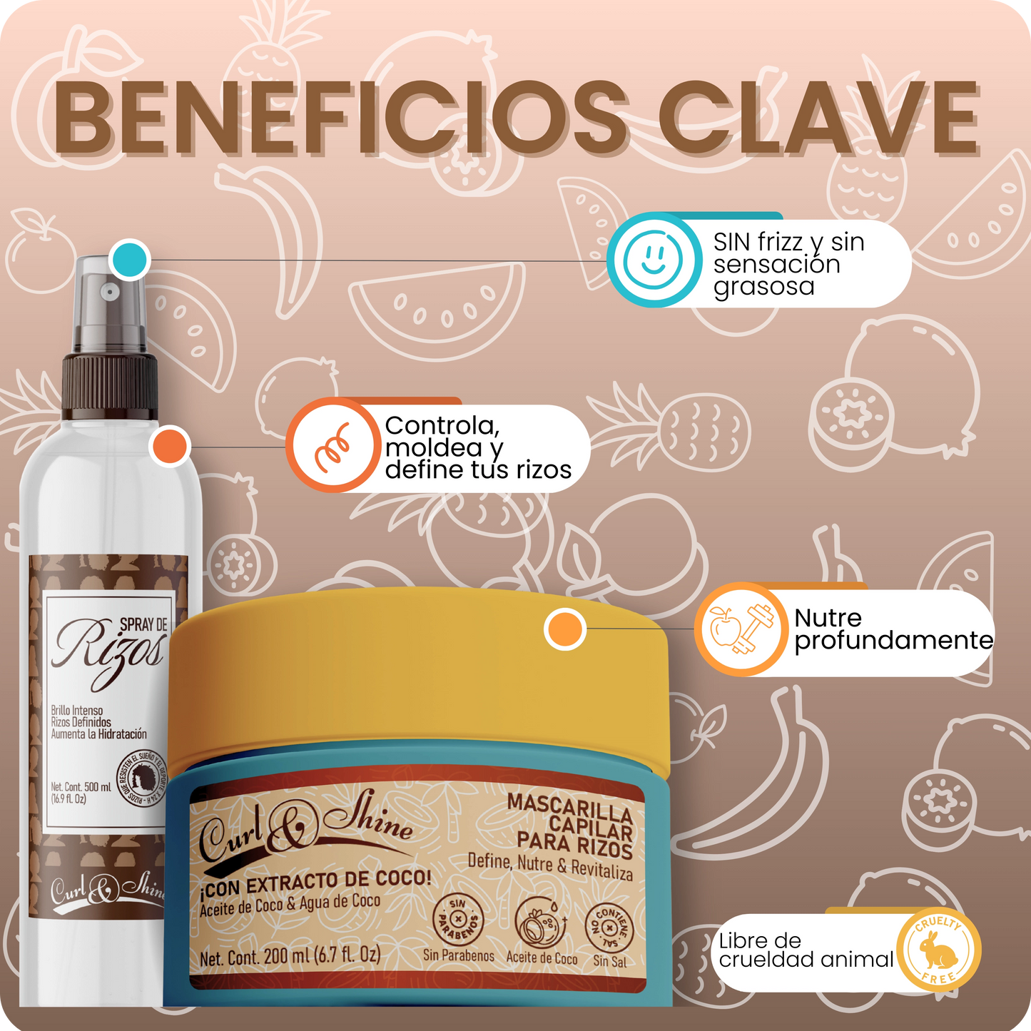 Kit Rizos Perfectos® Mascarilla Capilar 200ml y Spray para Rizos 120ml.