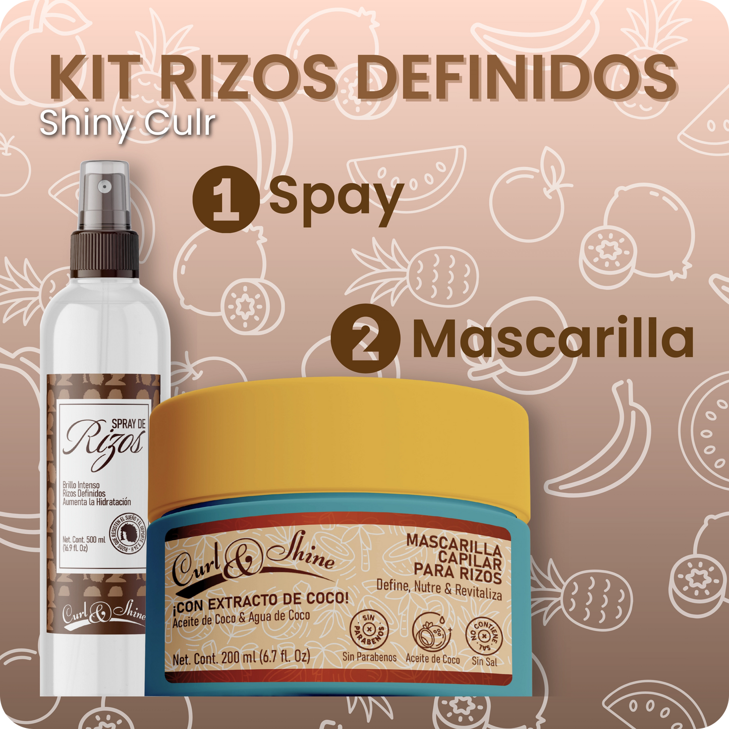 Kit Rizos Perfectos® Mascarilla Capilar 200ml y Spray para Rizos 120ml.