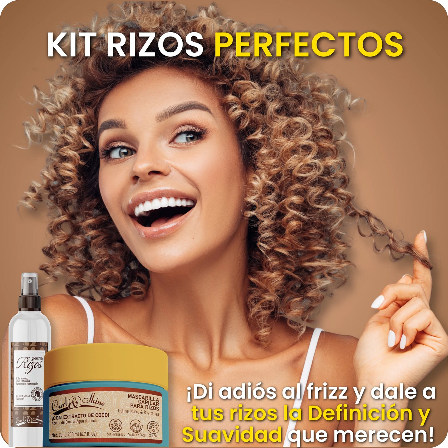 Kit Rizos Perfectos® Mascarilla Capilar 200ml y Spray para Rizos 120ml.