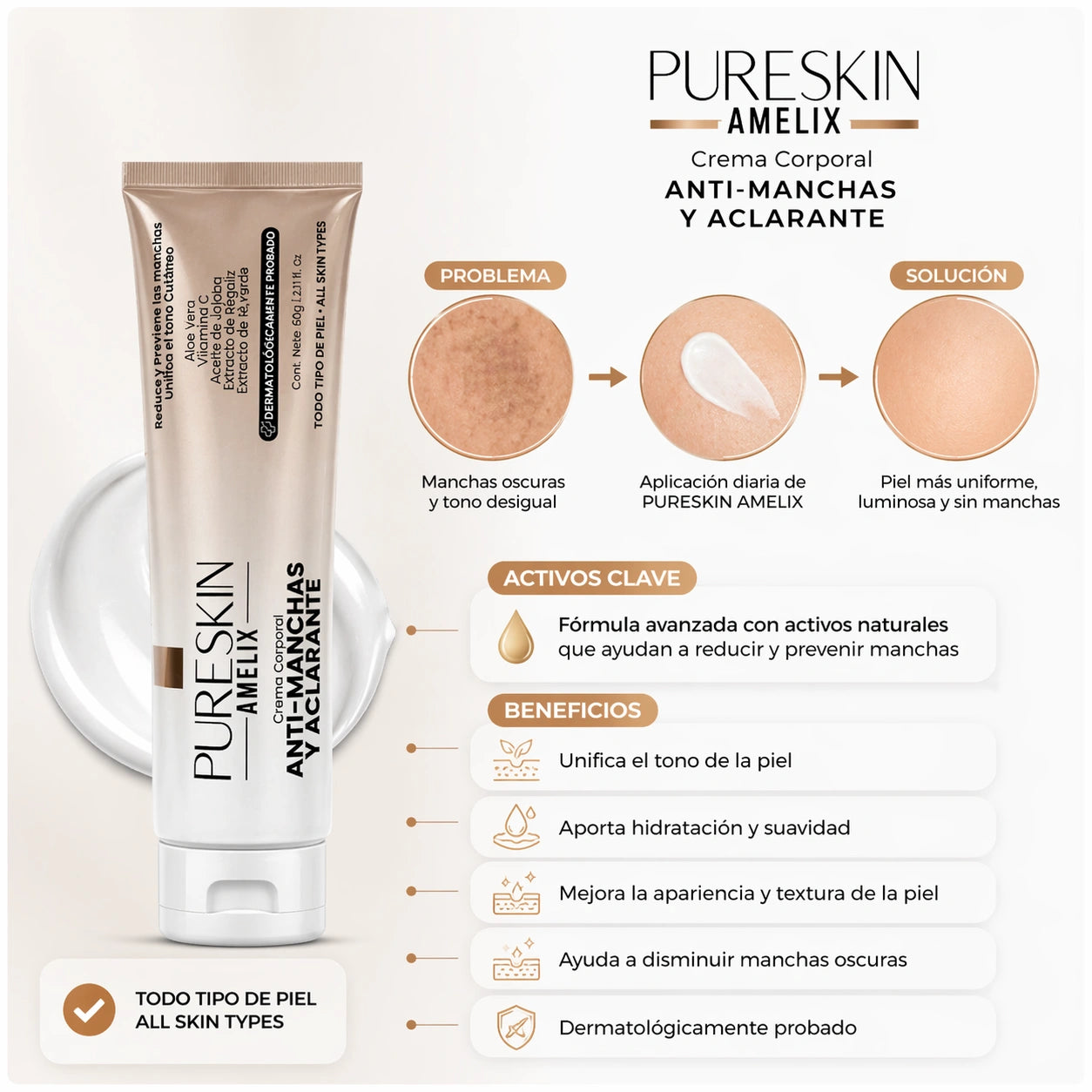 PURESKIN® Crema Antimanchas y Aclarante 2.12 fl. Oz (60g)